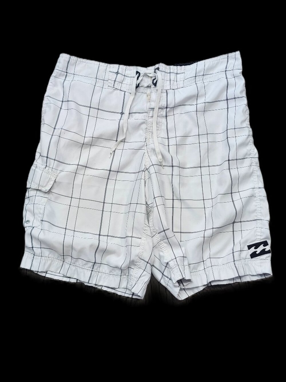 Billabong Board Shorts – Size 36 – White Grid Pattern – Surf/Swim